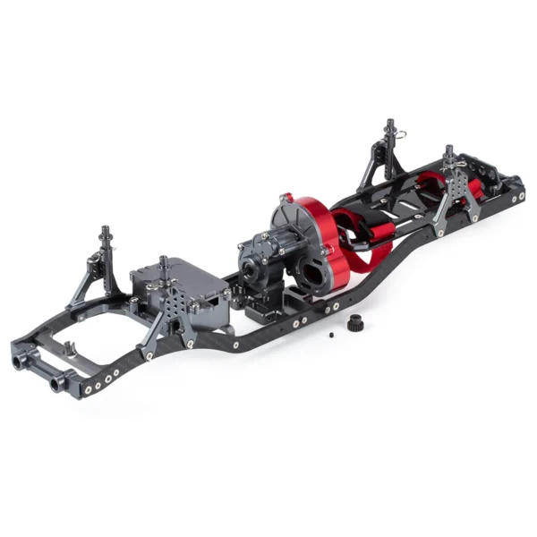 HooCrawler 1/10 RC Crawler Frame Chassis Carbon Rails Aluminum Chassis Frame Kit with Gearbox for SCX10 Rock Off Road Truck - Image 2