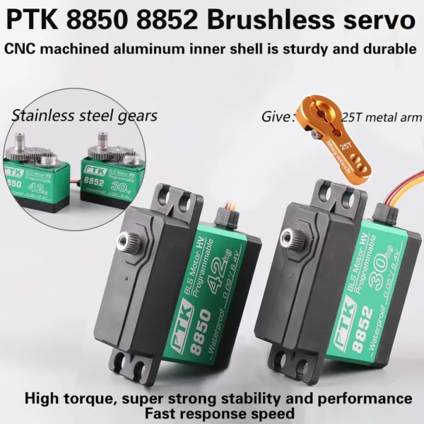 PTK 8850/8852 High Torque CNC mid Shell Servo Heavy Duty 30kg 42kg for Car Models & Fixed Wing Aircraft - Image 6