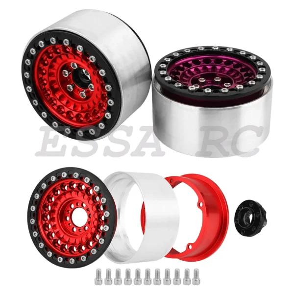 2/4Pcs 2.2 Inch Metal Alloy Beadlock Wheel Hub Rim Rims Aluminum Alloy for TRX4 TRX6 Axial SCX10 III 1/10 RC Crawler - Image 2