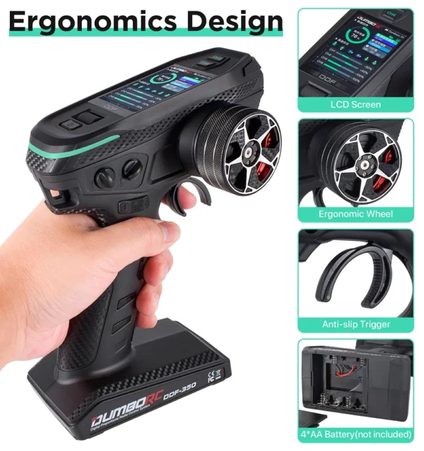 DUMBORC 2.4G 10CH Digital Radio Remote Controller DDF 350 Transmitter with Receiver for RC Car Boat Tank LCD FHSS System - Image 8