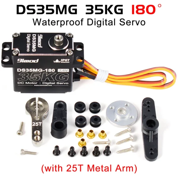 9imod DS35MG 35kg Waterproof Servo 180ﾂｰ/270ﾂｰ Full Aluminum Case Stainless Steel Gear High Torque for 1/8 1/10 RC Car - Image 7