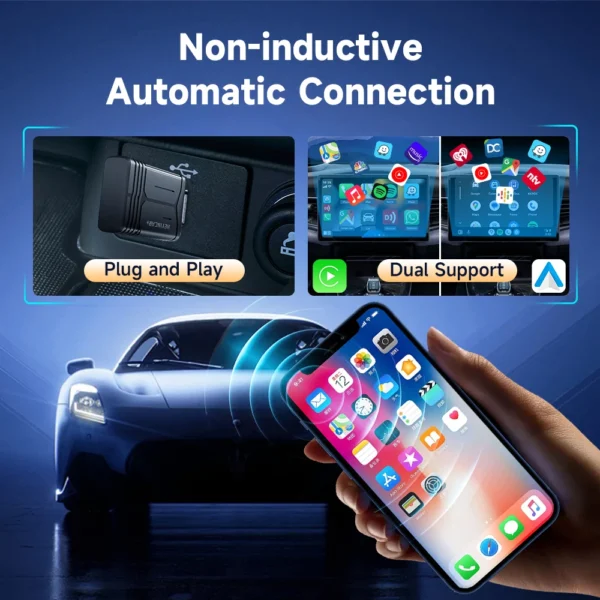 2025 HEYINCAR 2in1 Wireless Android Auto Adapter Carplay Smart Dongle Plug and Play For Kia Volvo Audi MG Opel VW Hyundai Jeep - Image 2