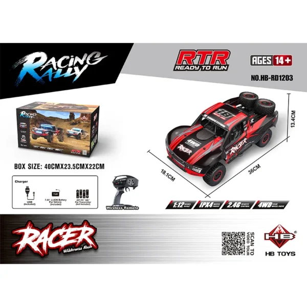 New In Stock Hb Rd1201 1/1204 1 Remote Control Vehicle 1/12 Full Size Model 2.4ghz Short Distance Truck With Brushless Motor - Image 10