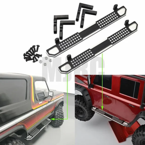 2PCS Metal Black Side Pedal Rock Sliders for 1/10 RC Crawler Car Trax TRX4 TRX 4 - Image 2