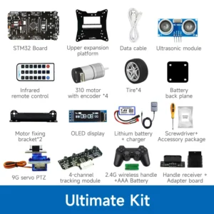 [Car Ultimate Kit] STM32 Smart Car Adopt STM32F103ZET67 Chip With 310 Encoder Motor Ultrasonic Module STM32 Development Board And Robot Car 2 in 1