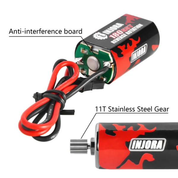 INJORA 180 Brushed Motor 48T 55T with Stainless Steel Pinion for 1/18 RC Crawler TRX4M Upgrade (INM11) - Image 4