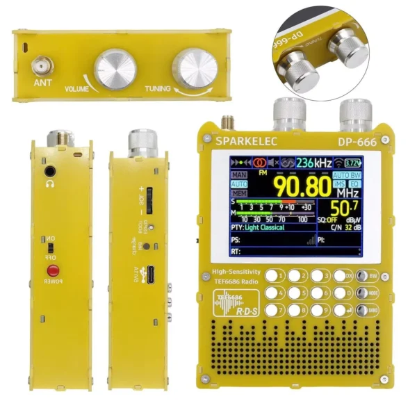 New DP 666 TEF6686 Radio High Sensitivity Full Band FM AM LW MW SW Shortwave ESP32 RDS 2.8 inch IPS LCD - Image 3