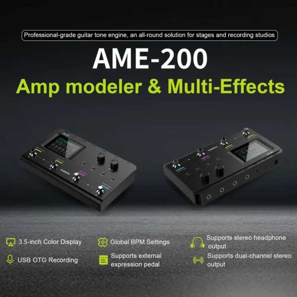Udota Ame 200 Multi Effects Pedal with Built In Tuner 50 Drum Machines & Looper for Guitar Practice and Home Studio - Image 4