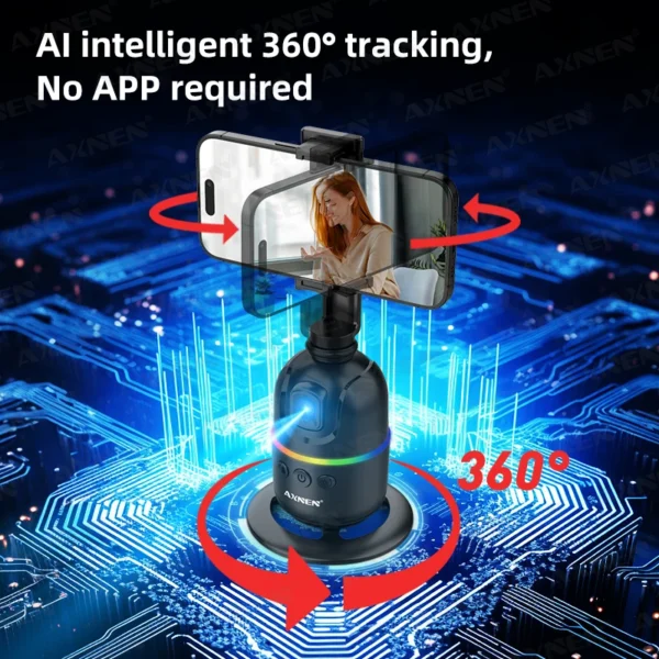 Smart Auto Face Tracking Desktop AI Gimbal for Smartphone & Action Camera 360 Rotation Follow Focus Vlog Kit Option with light and remote - Image 2