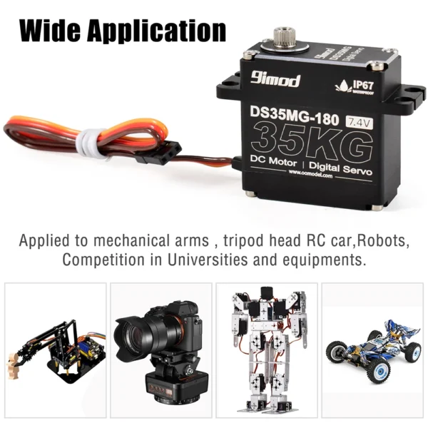 9imod DS35MG 35kg Waterproof Servo 180ﾂｰ/270ﾂｰ Full Aluminum Case Stainless Steel Gear High Torque for 1/8 1/10 RC Car - Image 4