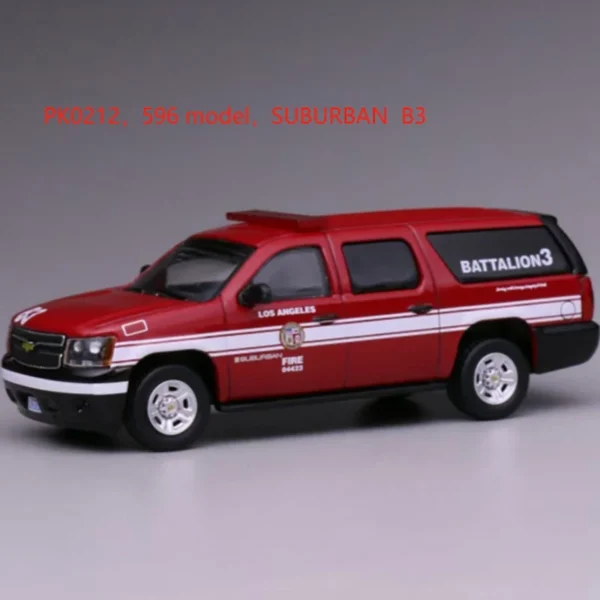 596 1:64 Scale Fire Engine Los Angeles Suburban CV New York Fire Victoria Simulation Alloy Car Model Display Collectible Gift - Image 8