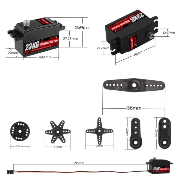 NEEBRC 23KG Low Profile Digital Servo High Torque Full Metal Gear for 1/8 1/10 RC Cars Axial Scx10 Crawler Plane Accessories - Image 6