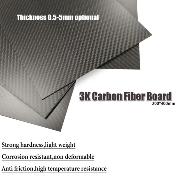 200x400mm Full 3K Carbon Fiber Board Sheet High Strength Carbon Fiber Plate Thickness 2mm - Image 2