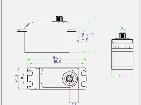25KG Digital Servo 7.4V 180 Degree High Torque Coreless Motor RC Servo Rock Climbing Car Model Robot DIY Industrial Servo - Image 4