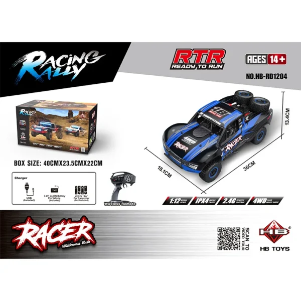 New In Stock Hb Rd1201 1/1204 1 Remote Control Vehicle 1/12 Full Size Model 2.4ghz Short Distance Truck With Brushless Motor - Image 7