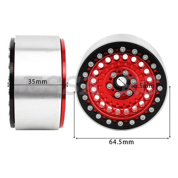 2/4Pcs 2.2 Inch Metal Alloy Beadlock Wheel Hub Rim Rims Aluminum Alloy for TRX4 TRX6 Axial SCX10 III 1/10 RC Crawler - Image 3