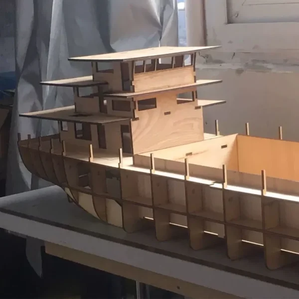 Wooden Cargo ShipModel Kit DIY Hand assembled Ship Model Toy Gift Finished Cruise Ship Model Ornaments Bulb Bow Style Cargo Ship - Image 6