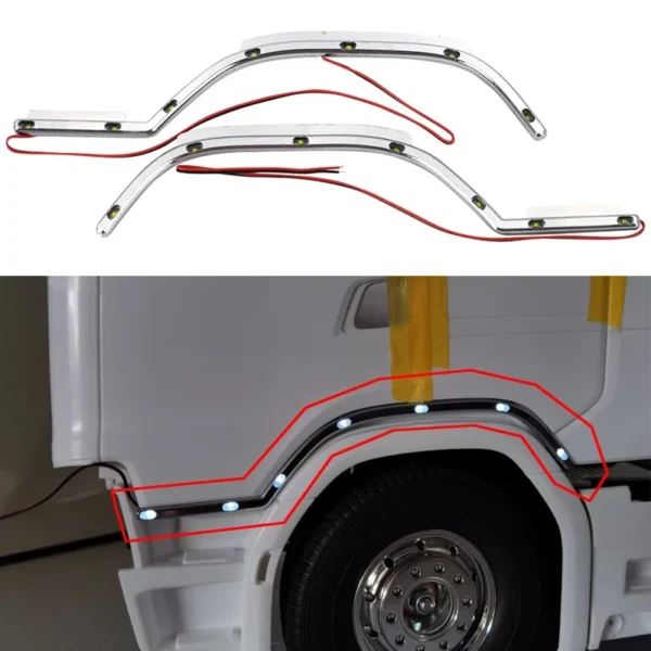 LED 1 Pair Side Lights Under Door Lamp for 1/14 Tamiya RC Truck Scania 770S 56368 Diy Parts