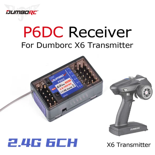 RC Servo DUMBORC X6F/X6FG/X6DC/X6DCG 2.4G 6CH Radio Control System Receiver for X4 X5 X6 X6P Transmitter RC Car Boat - Image 2