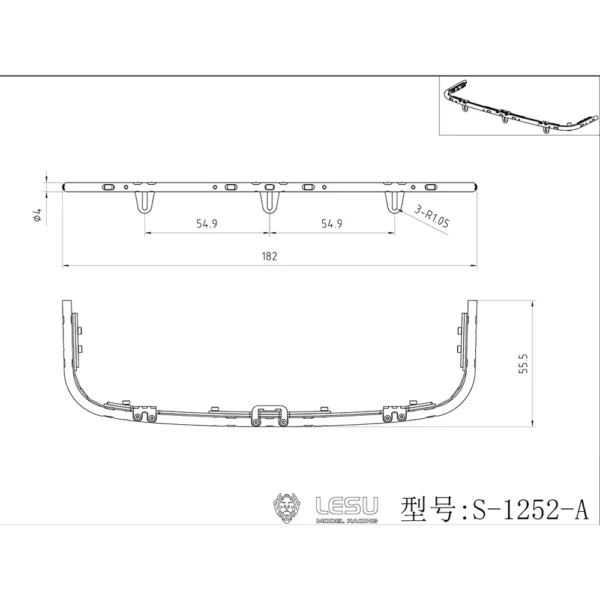 1/14 RC Toy Truck 770S Low Bar LED Aluminum Alloy Light LESU S 1252 A For Tamiya 1/14 Rc Tractor Truck 770S Parts Accessories - Image 6