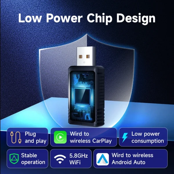 2025 HEYINCAR 2in1 Wireless Android Auto Adapter Carplay Smart Dongle Plug and Play For Kia Volvo Audi MG Opel VW Hyundai Jeep - Image 3