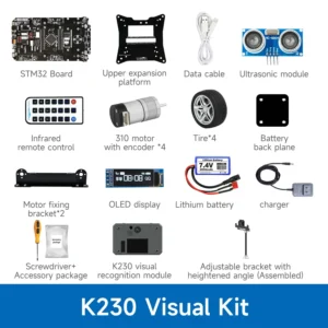 [K230 Visual Kit] STM32 Smart Car Adopt STM32F103ZET67 Chip With 310 Encoder Motor Ultrasonic Module STM32 Development Board And Robot Car 2 in 1