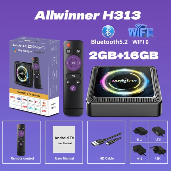 4G+128G Q7S Smart Android 14 Tv Box Ultral HD 6K Wifi 6 Support Google Bluetooth 5.2 Streaming Media Player Set Top Box - Image 7