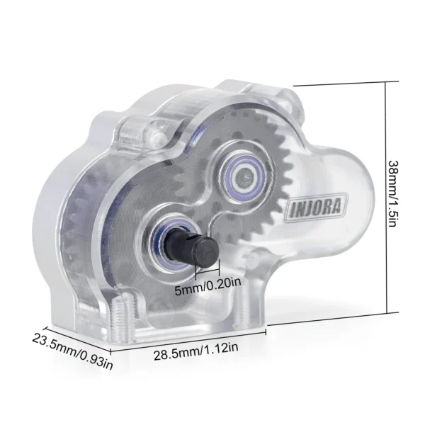 INJORA LCG Transmission Complete Gearbox with Clear Cover for 1/10 RC Crawler SCX10 SCX10 II Upgrade - Image 2