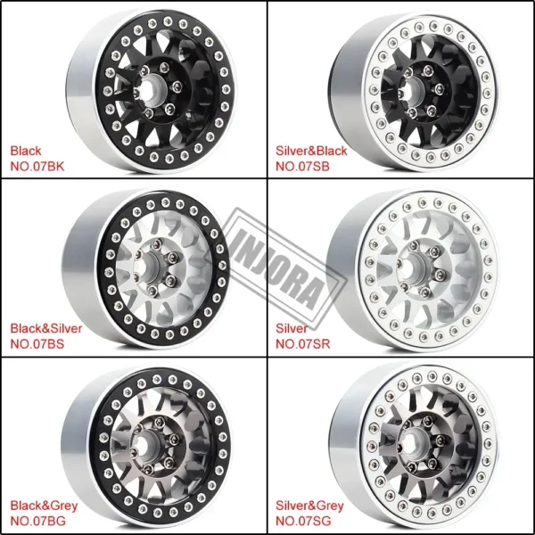 INJORA 4PCS Metal 1.9 Beadlock Wheel Rim 12 Spoke Wheel Hub for 1:10 RC Crawler Axial SCX10 II 90046 AXI03007 TRX 4 Tamiya MST - Image 4