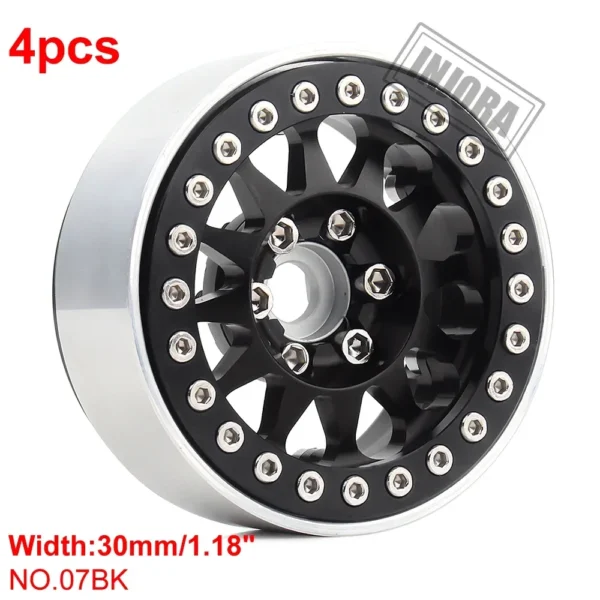 INJORA 4PCS Metal 1.9 Beadlock Wheel Rim 12 Spoke Wheel Hub for 1:10 RC Crawler Axial SCX10 II 90046 AXI03007 TRX 4 Tamiya MST - Image 7