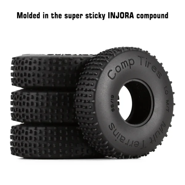 INJORA 1.0 Rock Crawler Comp Pins Multi Terrains Wheel Tires 65*19mm for 1/18 1/24 RC Car Axial SCX24 AX24 Rock Buggy (T2440) - Image 2
