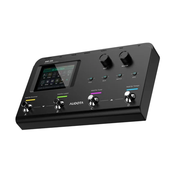 Udota Ame 200 Multi Effects Pedal with Built In Tuner 50 Drum Machines & Looper for Guitar Practice and Home Studio
