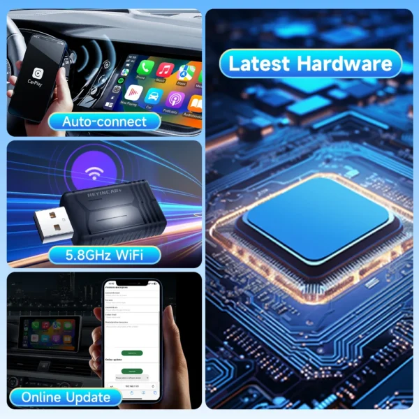 2025 HEYINCAR 2in1 Wireless Android Auto Adapter Carplay Smart Dongle Plug and Play For Kia Volvo Audi MG Opel VW Hyundai Jeep - Image 5