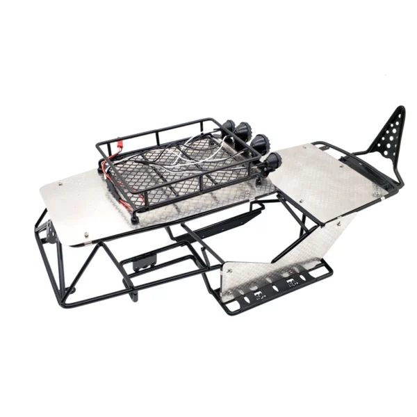 A42F for 1/10 Scale RC Axial Wraith Metal Roll Cage Frame Body with Roof Rack and Metal Sheets Side Step Black - Image 4