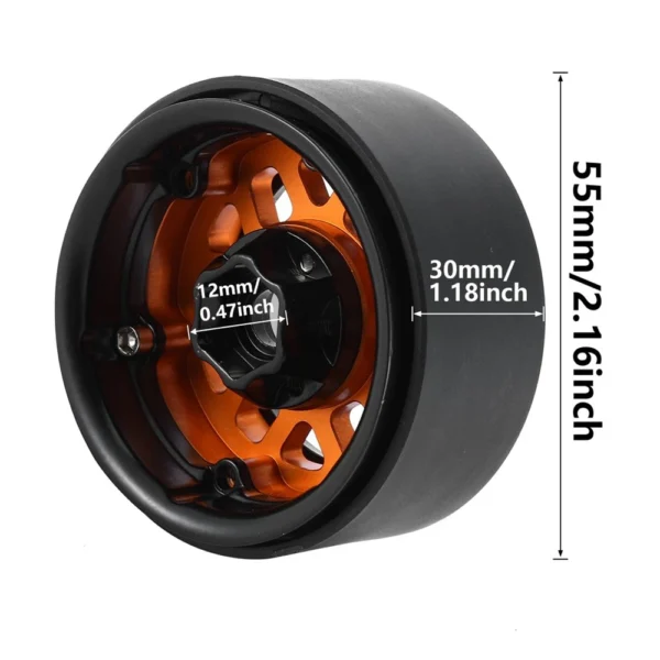 4PCS 1.9 Metal Beadlock Wheel Hub Rim for 1/10 RC Crawler Axial SCX10 90046 AXI03007 Traxxas TRX4 RedCat D90 Orange - Image 3