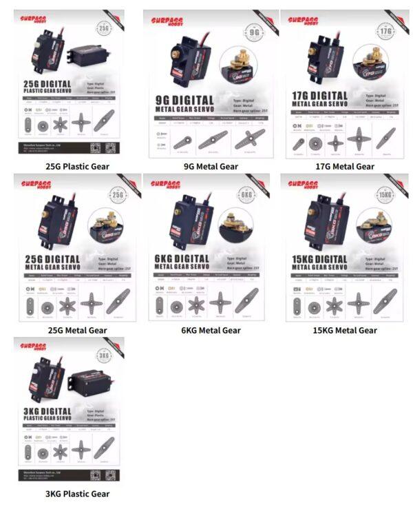 Surpass Hobby 9G 17G 25G 3KG 6KG 15KG Metal/Plastic Gear Digital Servo for RC Car Plane Robot Boat Wltoys Axial SCX24 Model Toy - Image 2
