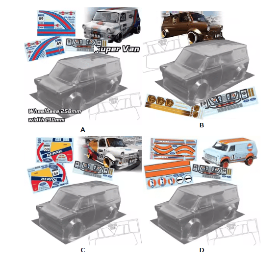 1/10 Super Van Wide body RC PC body shell lampshade 190mm width Transparent drift touring body shell For RC hsp hpi trax Tamiya - Image 5