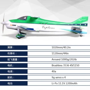PNP: FMS RC Airplane 1020mm F3A Explorer 4CH 3S Aerobatic 3D Sports PNP EPO Radio Control Hobby Model Plane Aircraft Avion