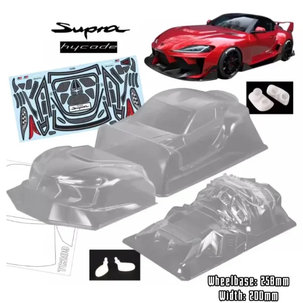[Body set] 1/10 PC RC Supra Hycade Wide Body Shell 200mm Width Lampshade Exhaust Transparent Shell Body For Turing Dirft Mst Yokomo Hpi Hsp