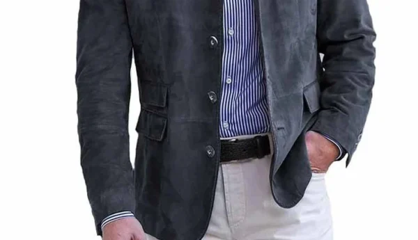 Autumn Winter Men's Casual Suede Blazer Jacket Long Sleeve Solid Color Single Breasted Button Fashion Jackets - Image 7