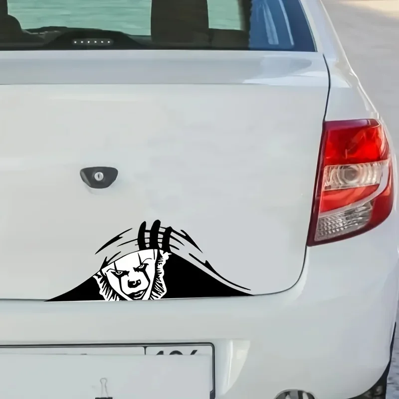 black: 1PC Clown Peeping Car Stickers Auto Window Bumper Trunk Waterproof Vinyl Decals Self-adhesive Joker Funny Car Styling Decoration - Image 5