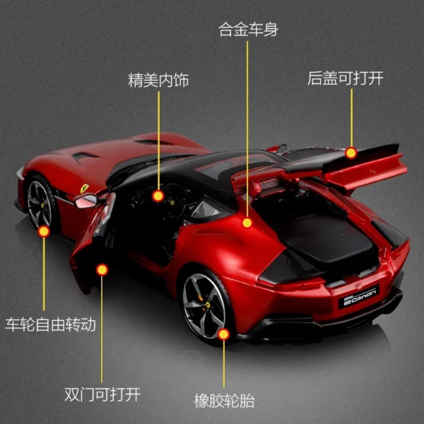 Bburago 1:24 Ferrari 12Cilindri Alloy Car Diecasts & Toy Vehicles Car Model Miniature Scale Model Car For Children - Image 4