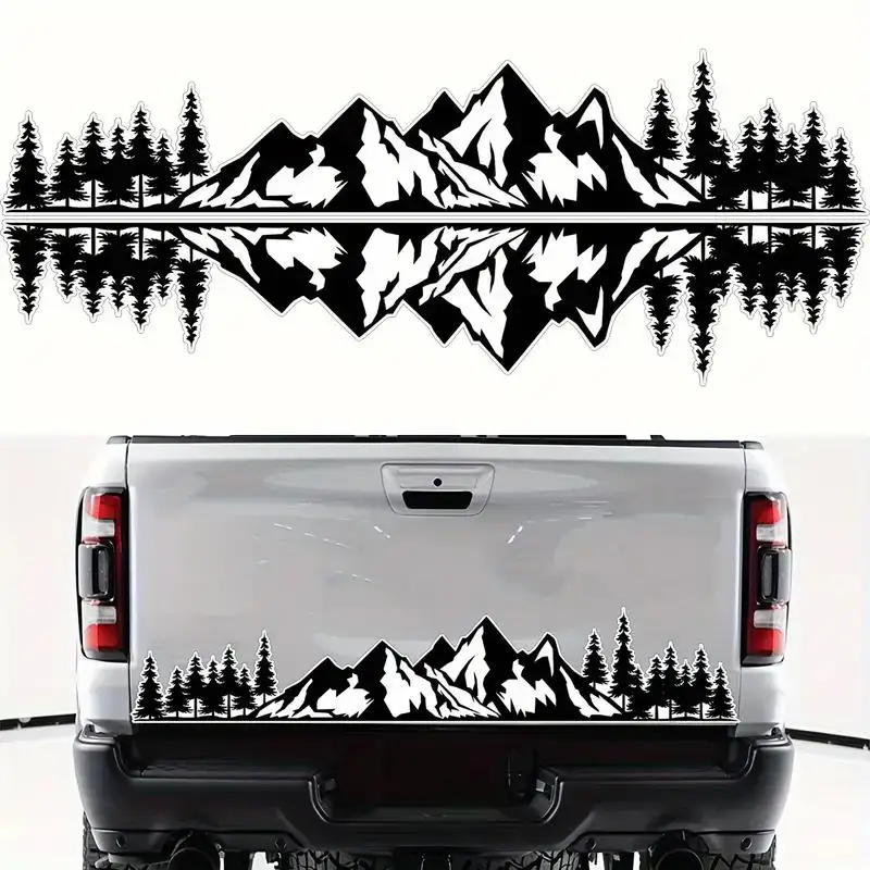 70*27 Black: Mountain Forest Graphic Body Side Sticker  Vinyl Racing Stripe Decal For Car Truck SUV Dirt Bike Decorative Sticker。
