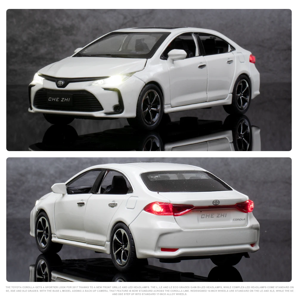 Diecast 1:32 TOYOTA Corolla Alloy Car Model Sound And Light Pull Back Door Opening Metal Car Model Collection Gifts For Friends - Image 5