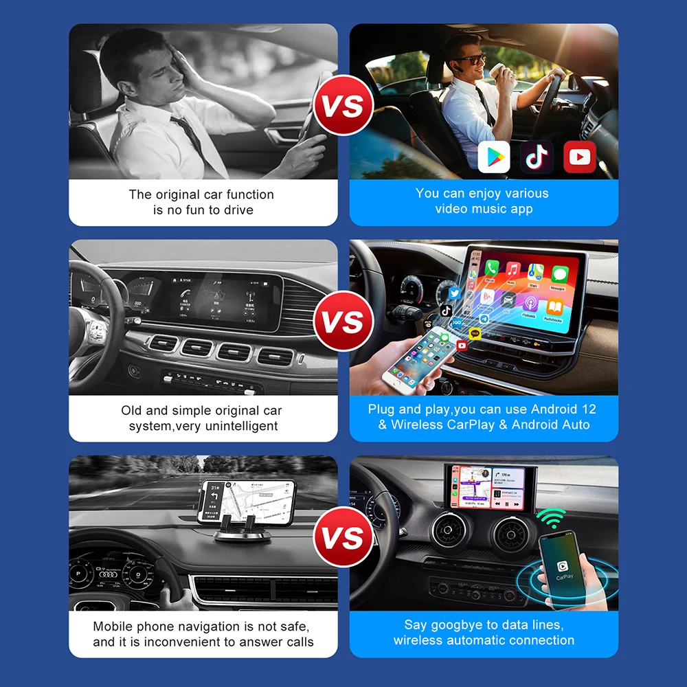 2GB-32GB: 2025 ANYFAR Android 13 3in1 CarPlay Ai Box Wireless Android Auto USB Adapter 2G 32G For Youtube Netflix Automatic Connection - Image 2