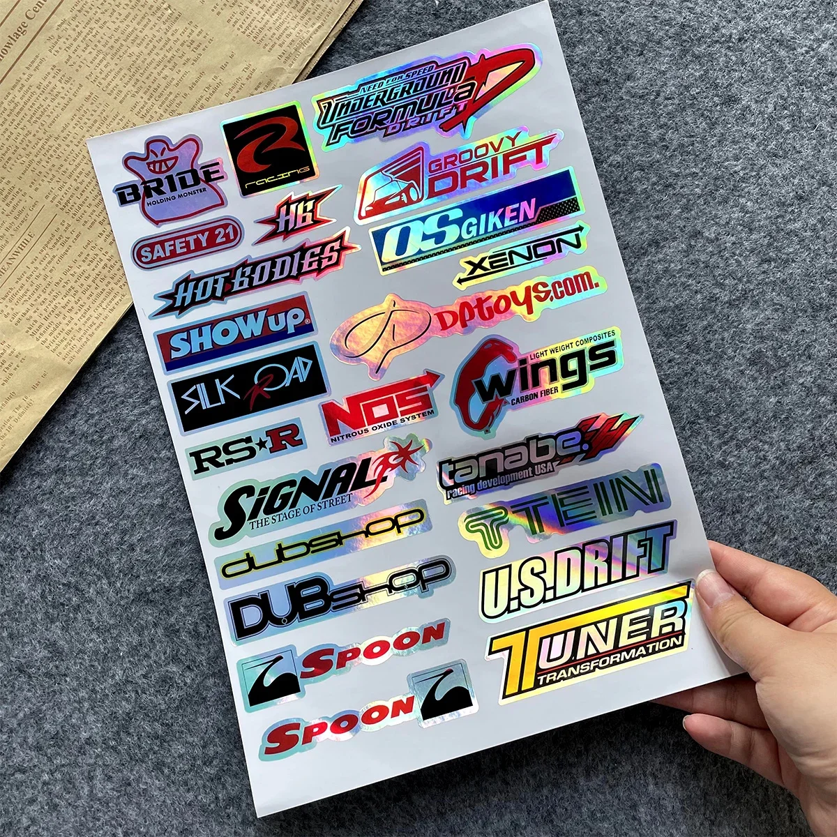 Whole Set Laser Rainbow Motorcycle Stickers Moto Bike Windshield Fairing Fender Fuel Tank Helmets Body Accessories Decals