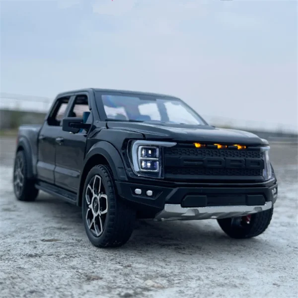 1:20 Ford Raptor F150 Pickup Alloy Truck Car Model Diecast Metal Off-road Vehicle Car Model Sound Light Simulation Kids Toy Gift - Image 2