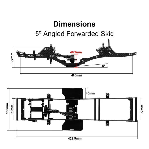 LCG-Chassis-Kit: INJORA Front Mounted Transmission LCG Carbon Fiber Chassis Kit for 1/10 RC Crawlers (INC 10F) - Image 2