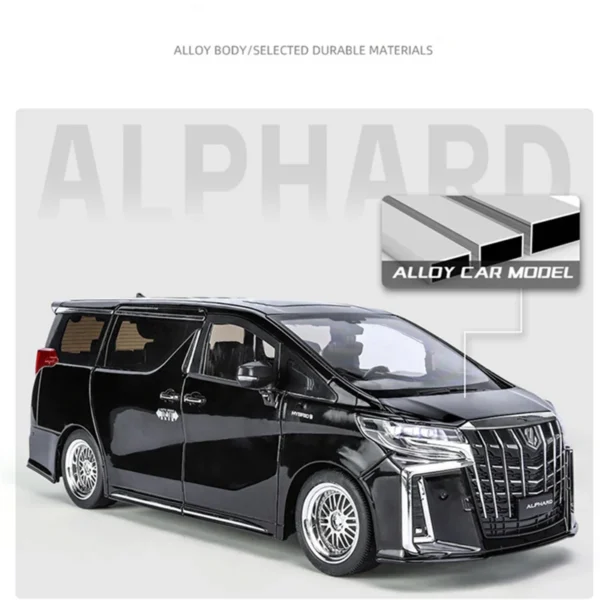 New 1/18 Toyota Alphard MPV Alloy Car Model Diecast Metal Toy Commercial Vehicles Car Model Simulation Sound and Light Kids Gift - Image 2