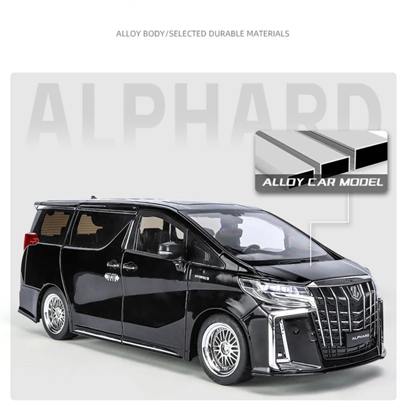 New 1/18 Toyota Alphard MPV Alloy Car Model Diecast Metal Toy Commercial Vehicles Car Model Simulation Sound and Light Kids Gift - Image 2